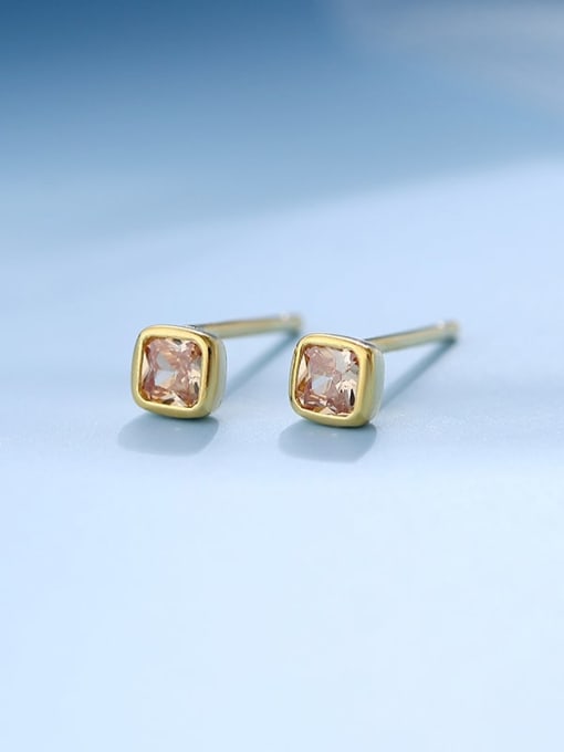 ES2445 [ Gold Champagne] 925 Sterling Silver Cubic Zirconia Geometric Minimalist Stud Earring